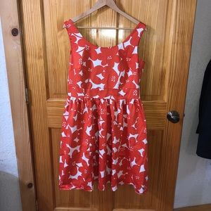 Boden Marilyn Orange Floral A Line Fit + Flare 12R